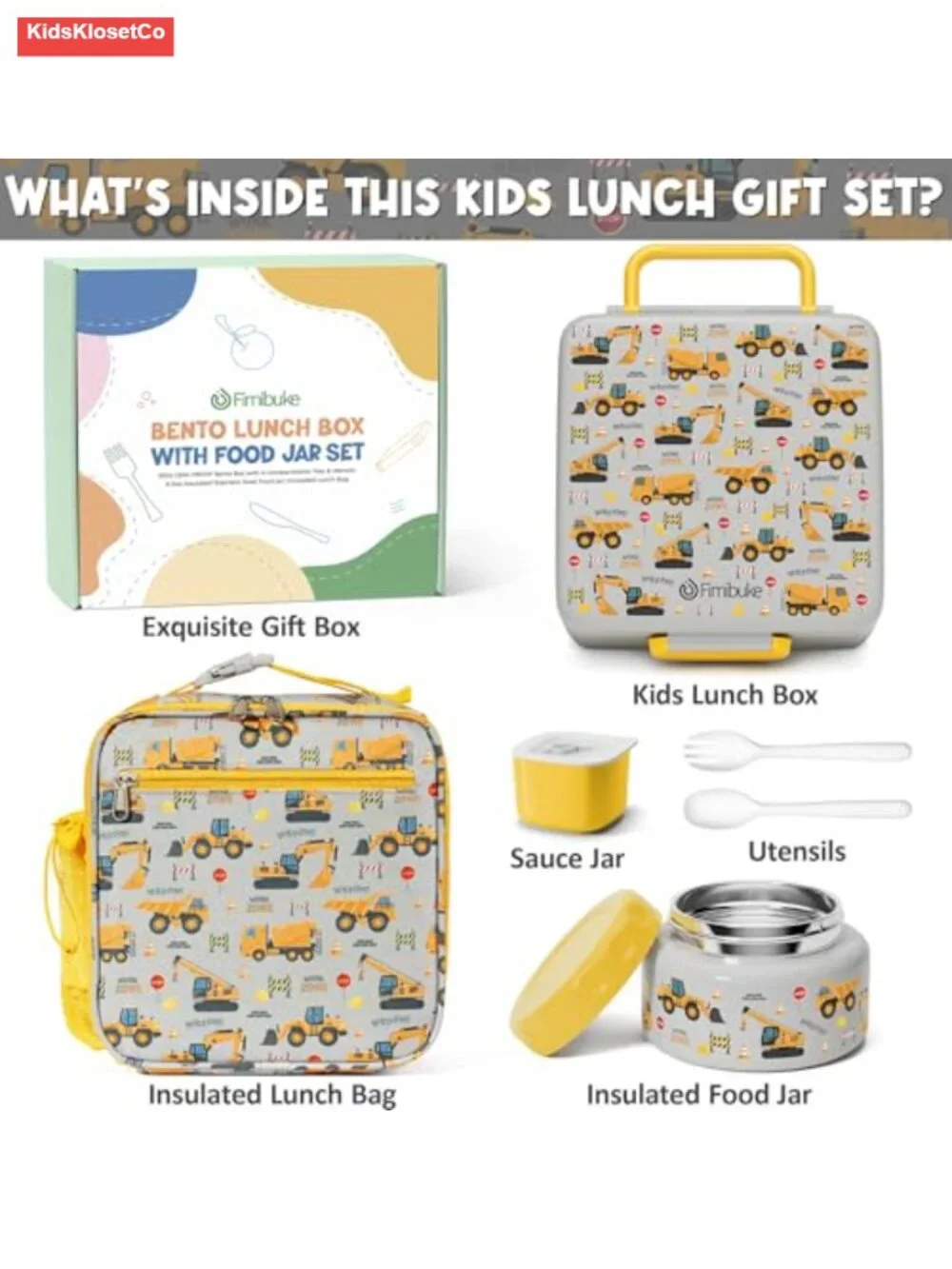 60oz Kids Bento Lunch Box Set with Insulated Bag, Thermos & Utensils,